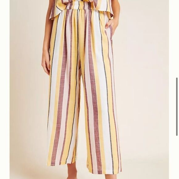 New Anthro Seafolly Talia Striped Cropped Pants - Picture 4 of 6